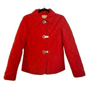 Michael Michael kors red quilted silver clasp jacket size small